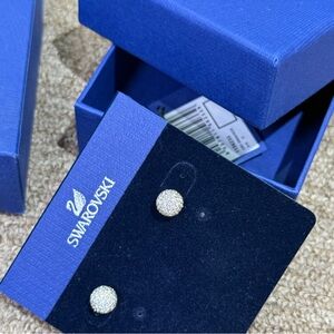 Swarovski Round Pavé Crystal Stud Earrings in Silver